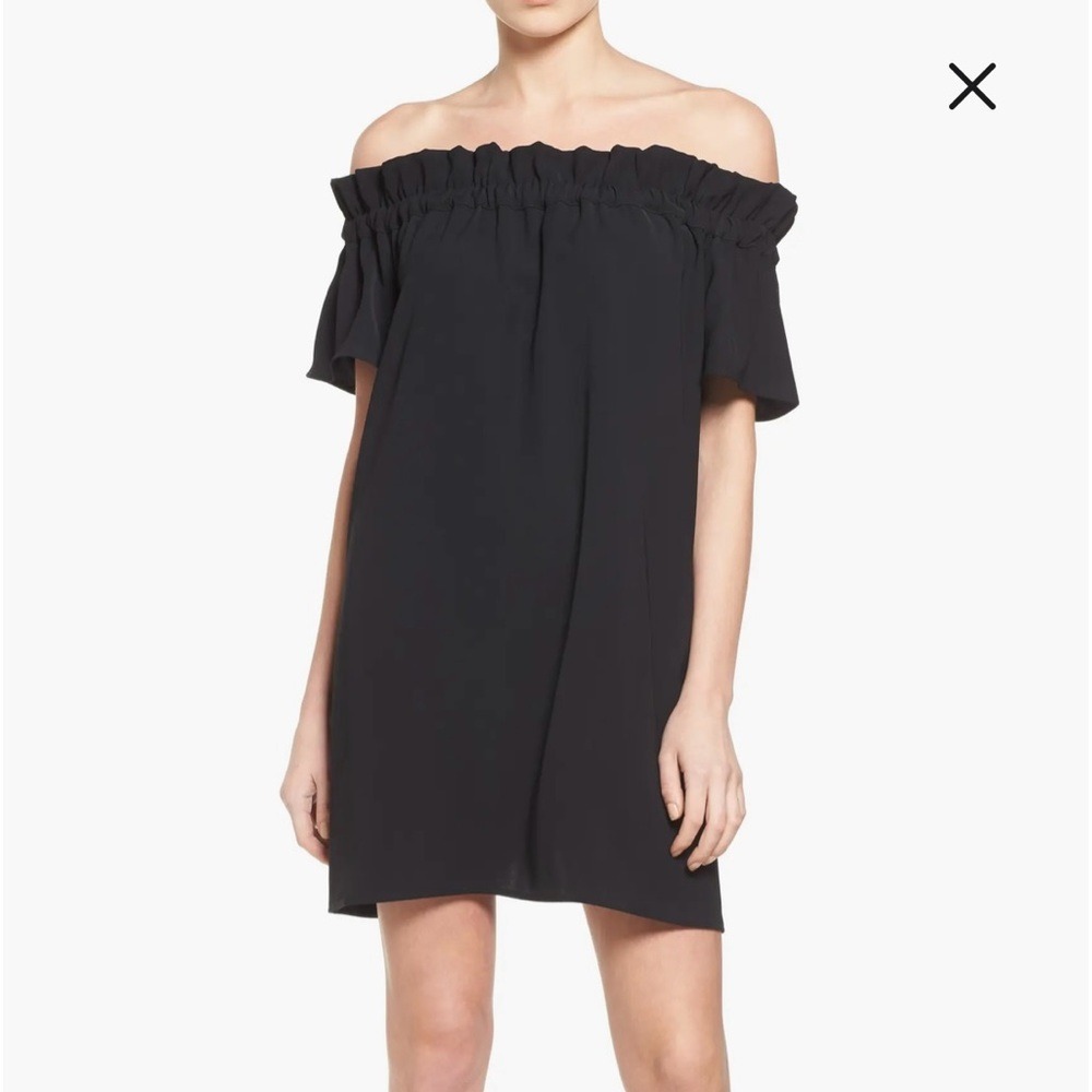 Off Shoulder Black Mini Cocktail Dress Romantic Date Night Minimalist Medium